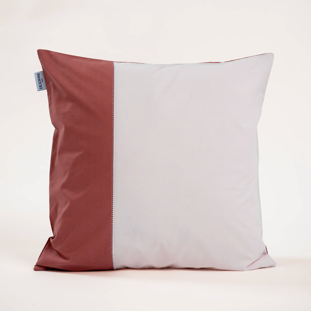 Dejorine - Housse de coussin en Percale de Coton - Couleur Rose poudré et Vieux rose, finition en point flatlock