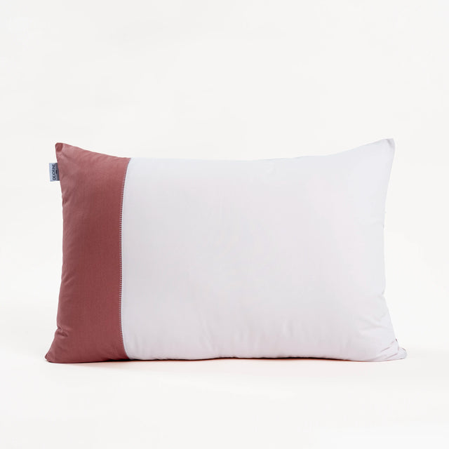 Dejorine - Housse de coussin en Percale de Coton - Couleur Rose poudré et Vieux rose, finition en point flatlock