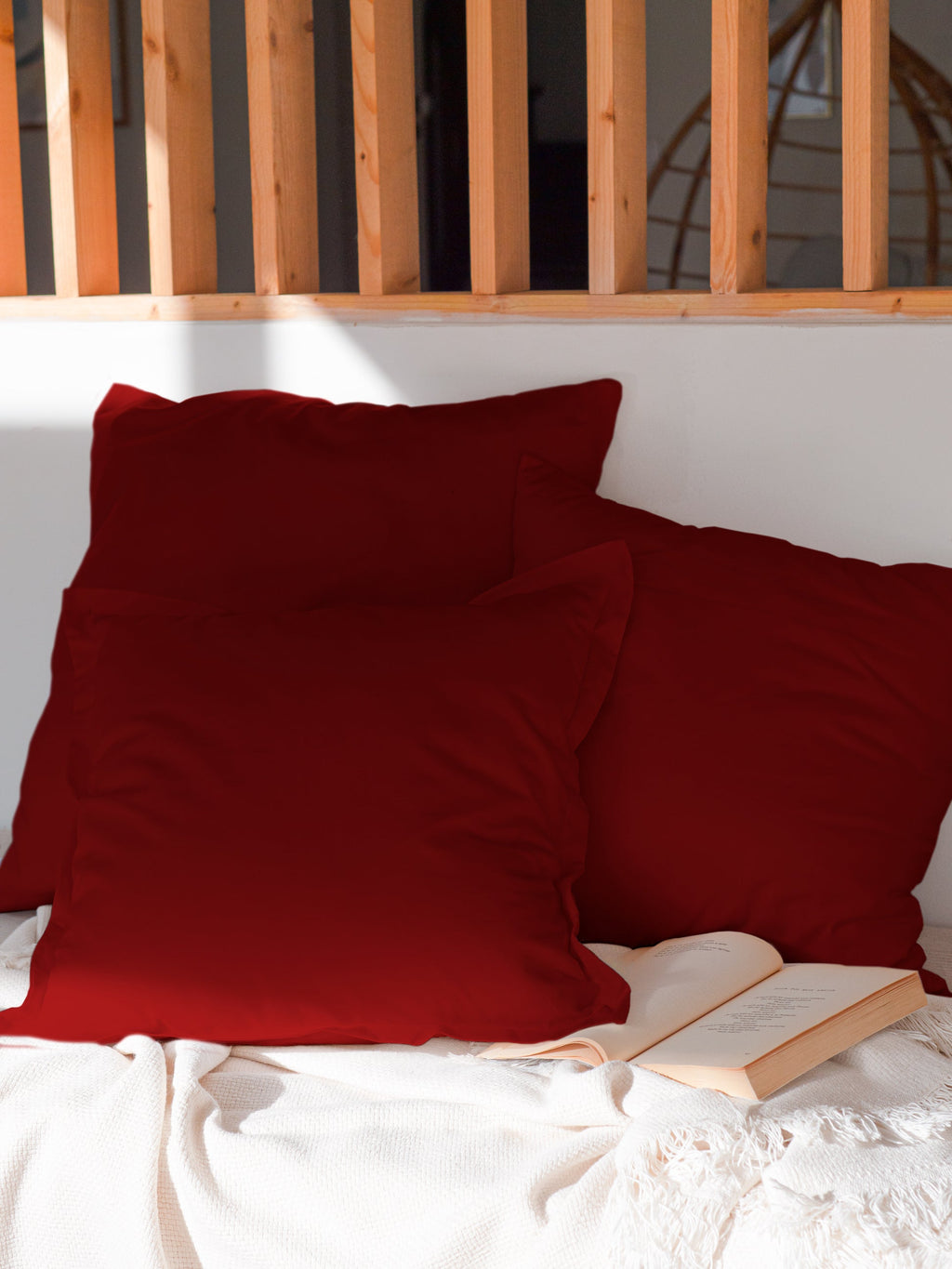 Dejorine - Housse de coussin en Coton - Teinte Terre rouge - Couleur Rouge