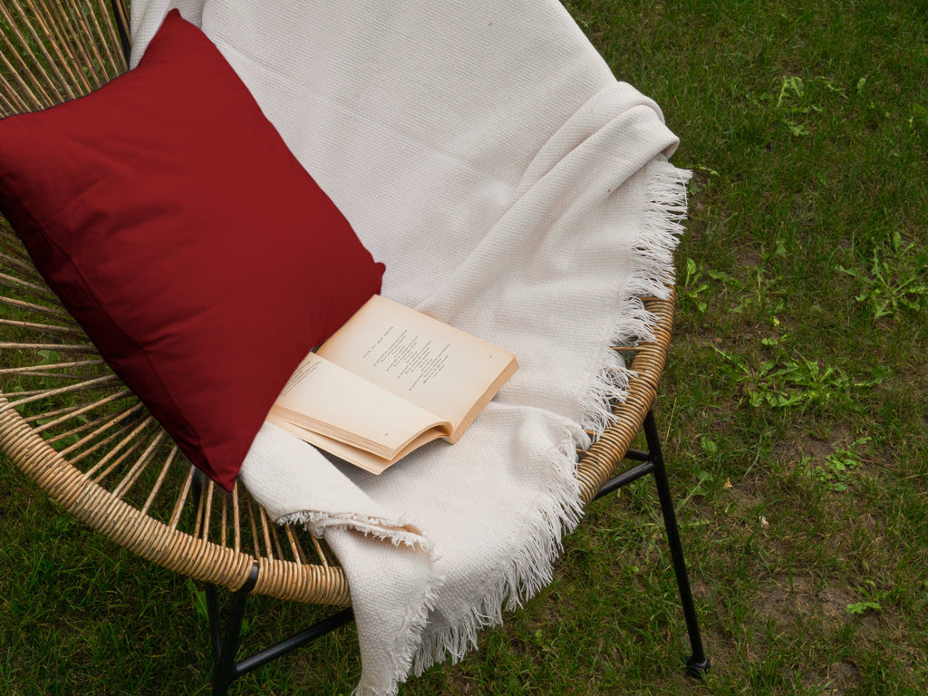 Dejorine - Housse de coussin en Coton - Teinte Terre rouge - Couleur Rouge