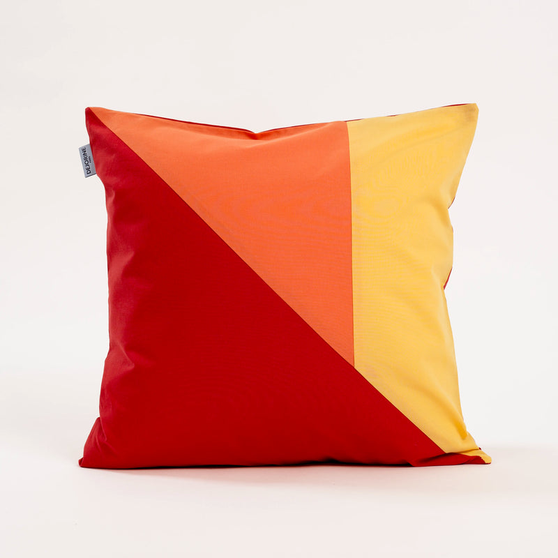 Dejorine - Housse de coussin en Coton - Couleur Rouge, Orange et Jaune