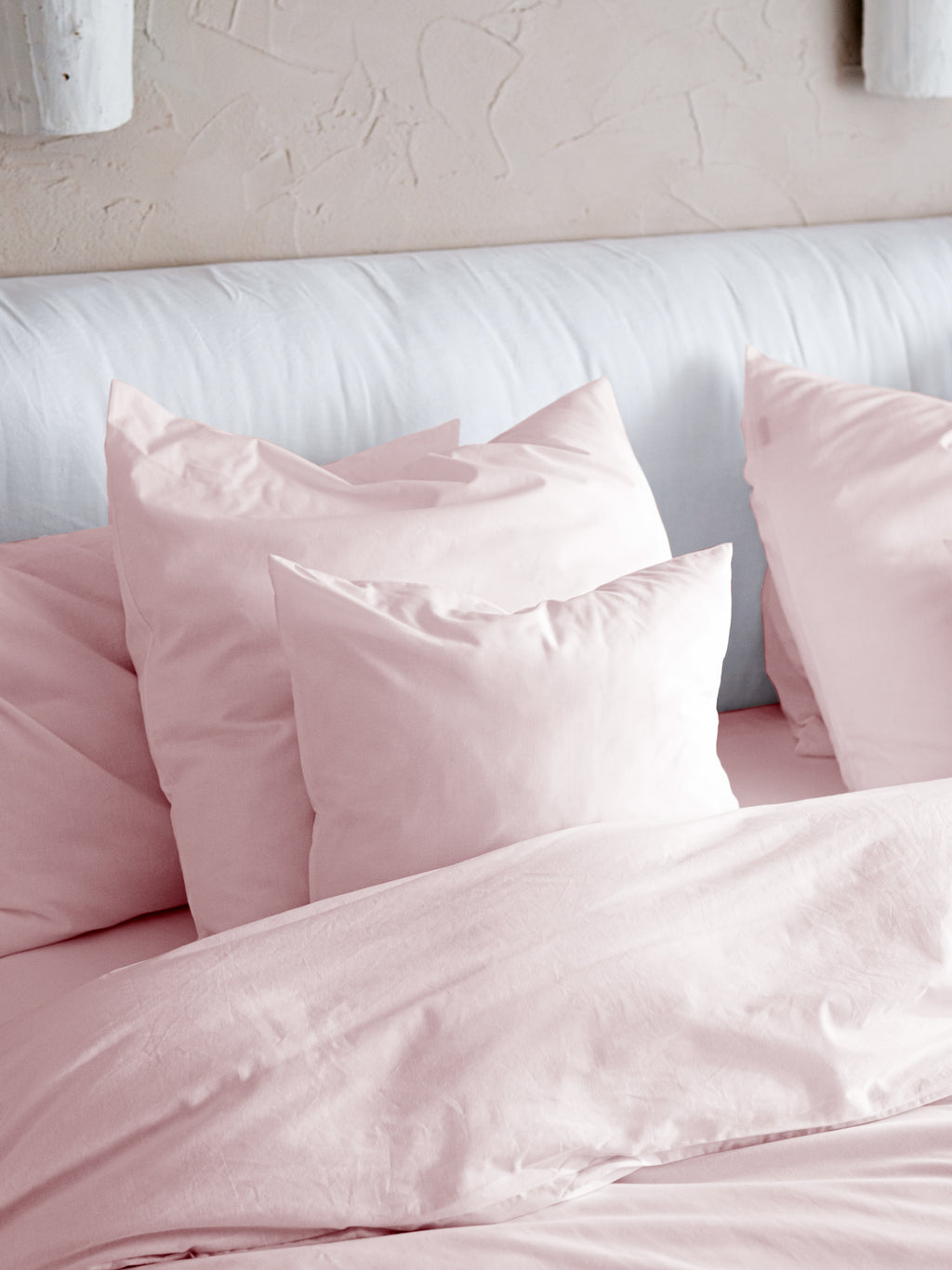 Dejorine - Parure en Percale de Coton - Teinte Poudre d'orchidée - Couleur Rose Clair