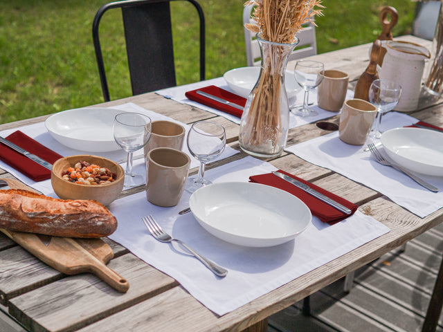 Dejorine - Serviette de table en Coton - Teinte Terre rouge - Couleur Rouge