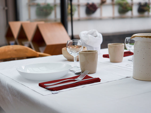 Dejorine - Serviette de table en Coton - Teinte Terre rouge - Couleur Rouge