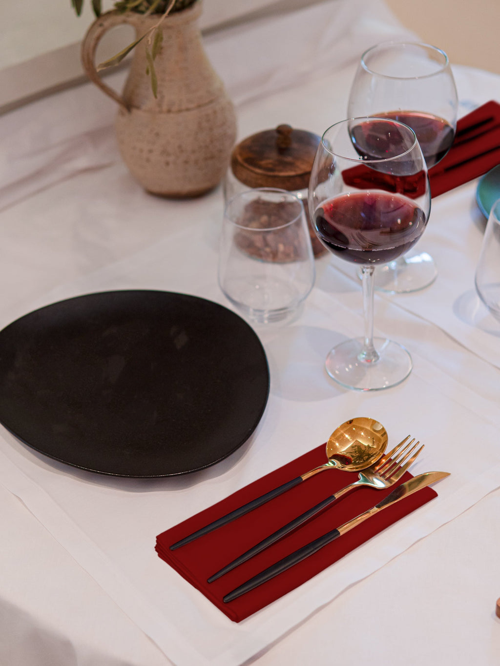 Dejorine - Serviette de table en Coton - Teinte Terre rouge - Couleur Rouge