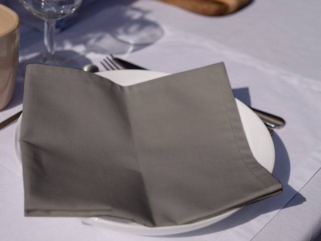 Dejorine - Serviette de table en Coton - Teinte Écorce de noyer - Couleur Marron Taupe