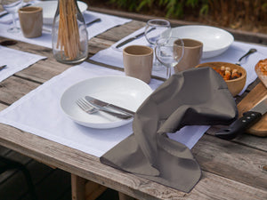 Dejorine - Serviette de table en Coton - Teinte Écorce de noyer - Couleur Marron Taupe