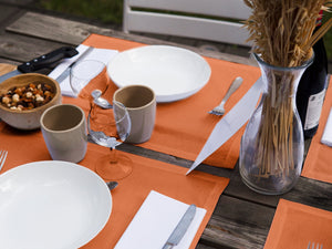 Dejorine - Set de table en Coton - Teinte Mandarine impériale - Couleur Orange