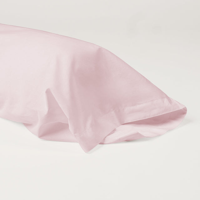 Dejorine - Taie de traversin en Percale de Coton - Teinte Poudre d'orchidée - Couleur Rose Clair