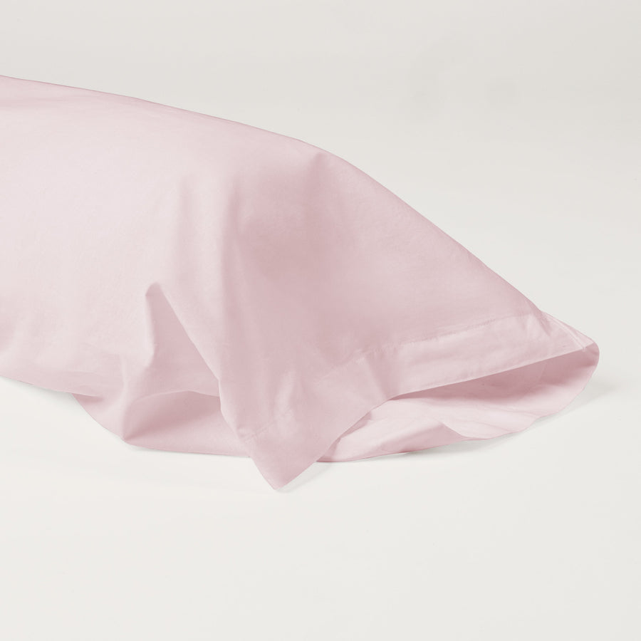 Dejorine - Taie de traversin en Percale de Coton - Teinte Poudre d'orchidée - Couleur Rose Clair