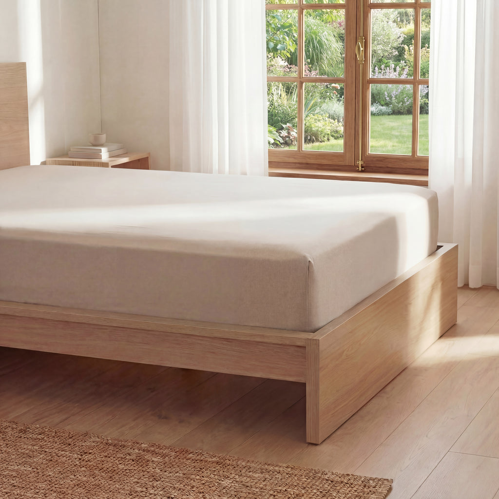 Drap housse en Percale de coton - Beige