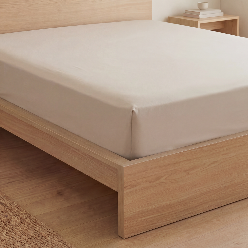 Drap housse en Percale de coton - Beige