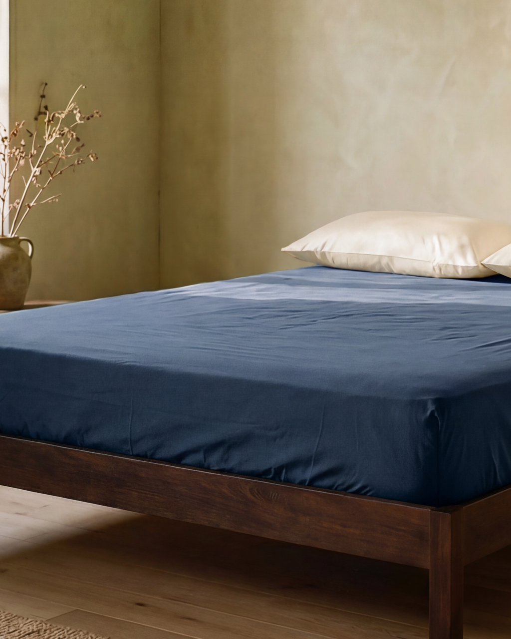 Drap housse en Percale de coton - Bleu marine