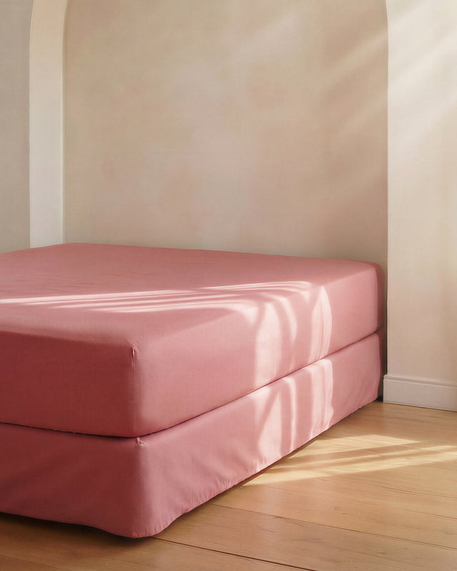Drap housse en Percale de coton - Vieux rose