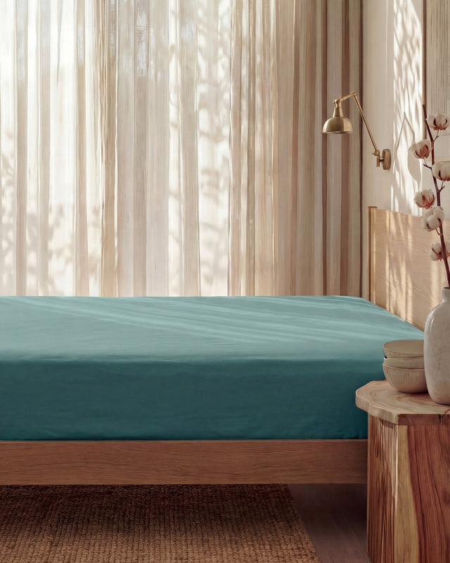 Drap housse en Percale de coton - Emeraude