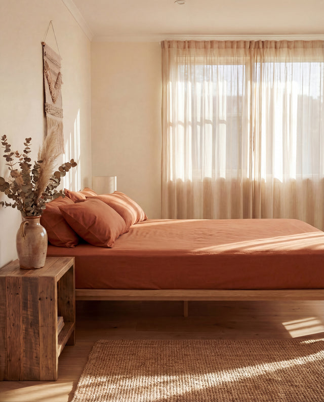 Drap housse en Percale de coton - Ocre