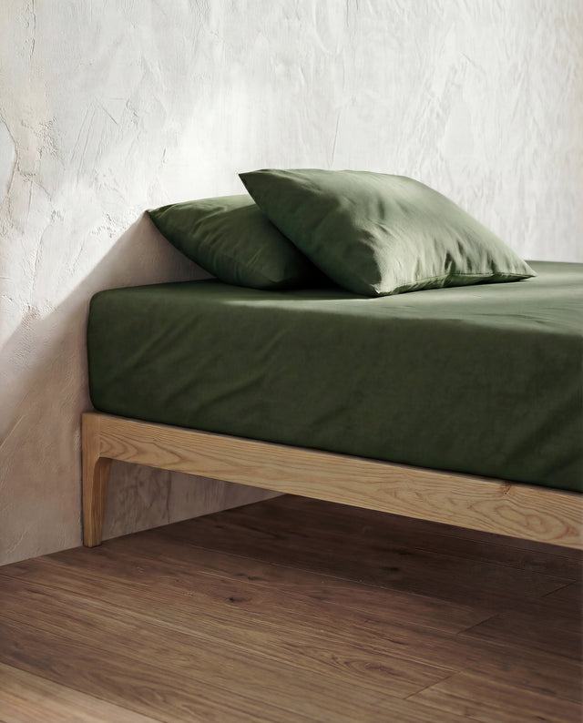Drap housse en Percale de coton - Vert sapin