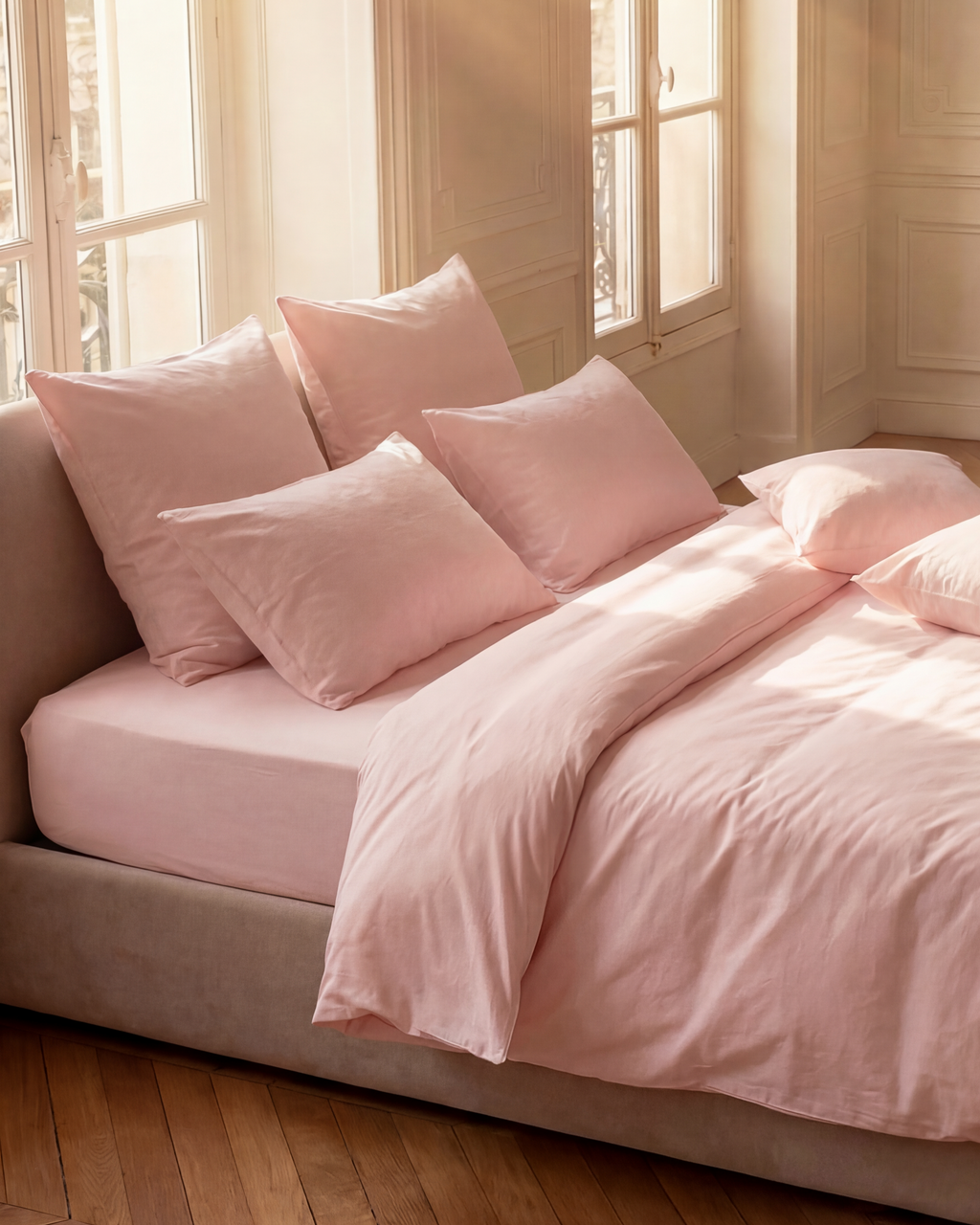 Drap housse en Percale de coton - Rose poudré