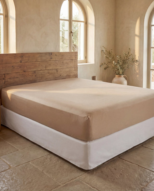 Drap housse en Percale de coton - Marron