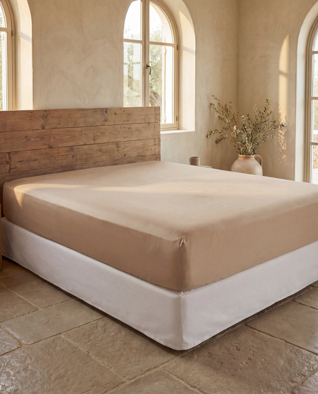 Drap housse en Percale de coton - Marron