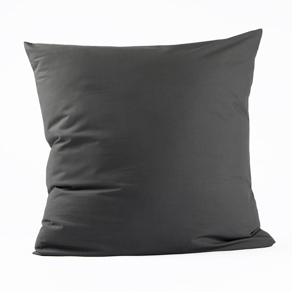 Taie d'oreiller carrée en percale de coton gris anthracite - Made in France - Dejorine