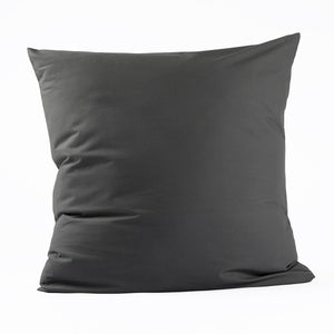 Taie d'oreiller carrée en percale de coton gris anthracite - Made in France - Dejorine
