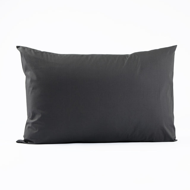 Taie d'oreiller rectangulaire en percale de coton gris anthracite - Made in France - Dejorine