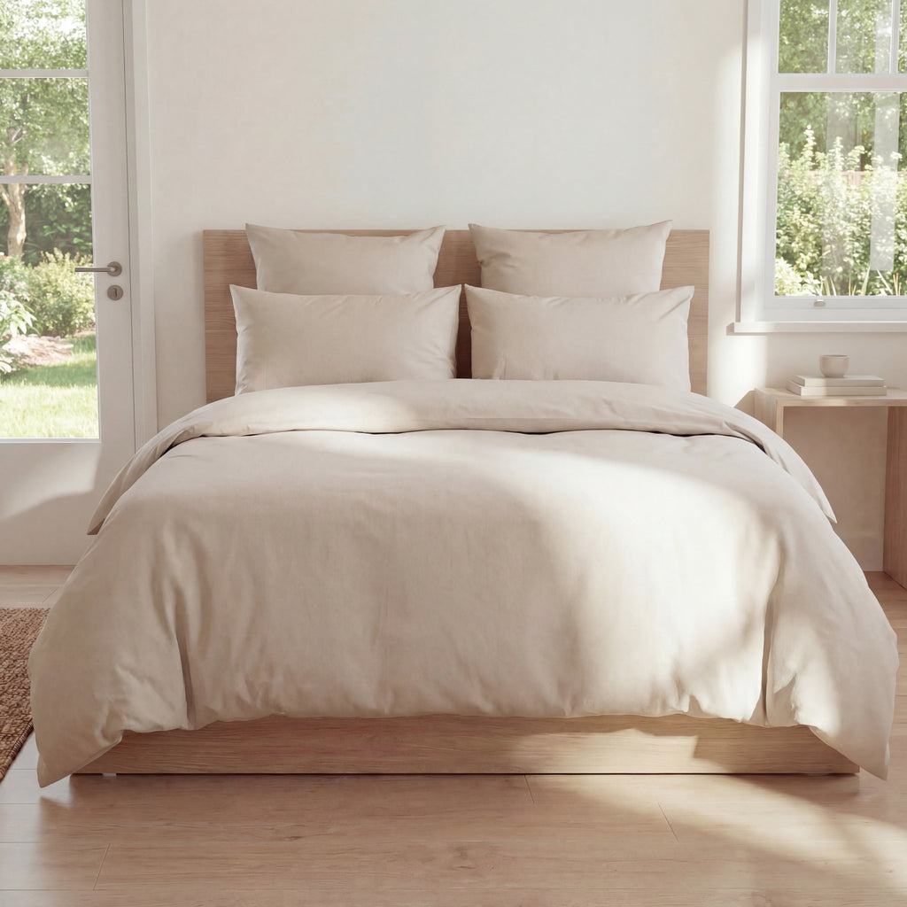 Parure de lit en Percale de coton - Beige