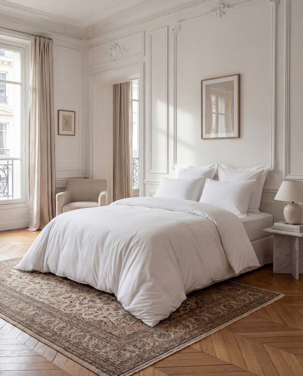 Parure de lit en Percale de coton - Blanc