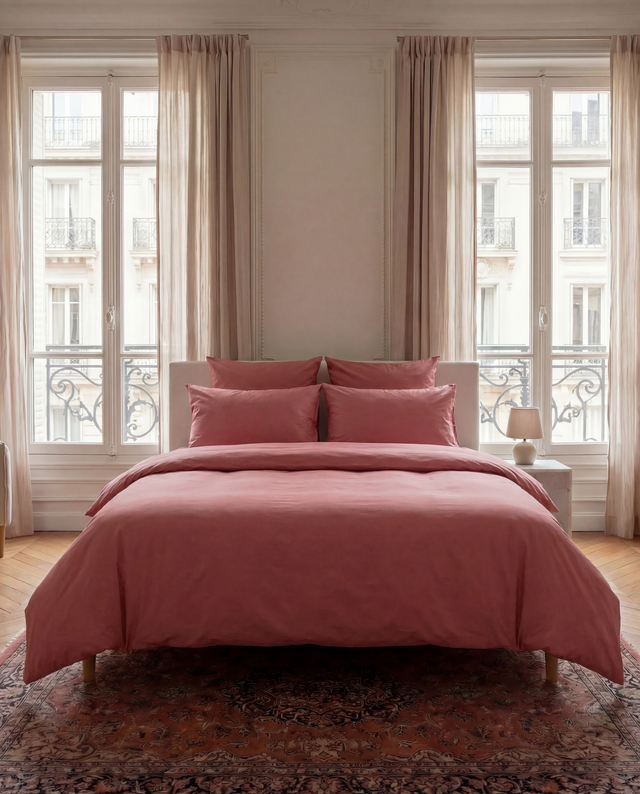 Parure de lit en Percale de coton - Vieux rose