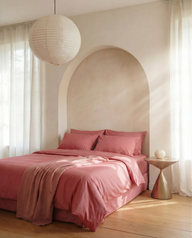 Parure de lit en Percale de coton - Vieux rose