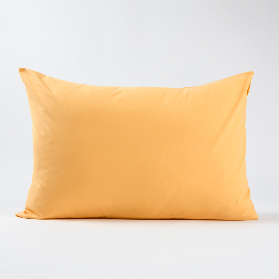 Taie d'oreiller rectangulaire en coton 57 fils/cm² jaune tissée en France - Made in France - Dejorine