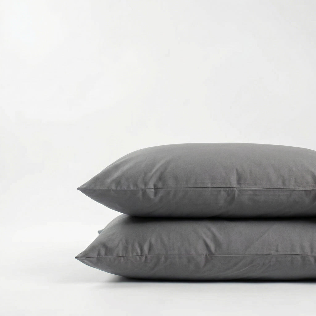 Taies d'oreiller X2 en coton - Gris souris