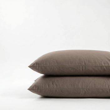 Taies d'oreiller X2 en Coton - Marron taupe
