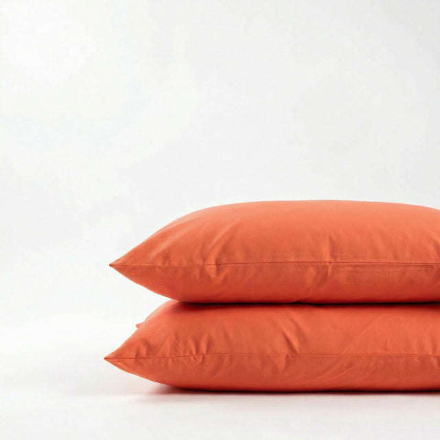 Taie d'oreiller en coton - Orange (Lot de 2)