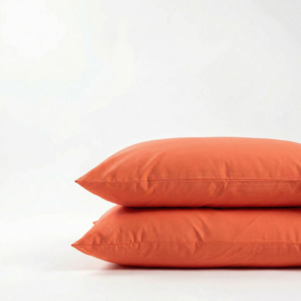 Taie d'oreiller en coton - Orange (Lot de 2)