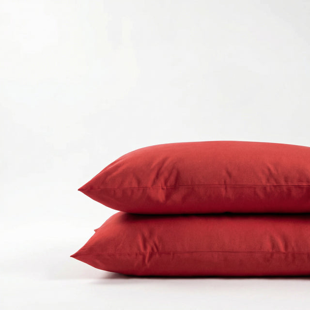 Taie d'oreiller en coton - Rouge (Lot de 2)
