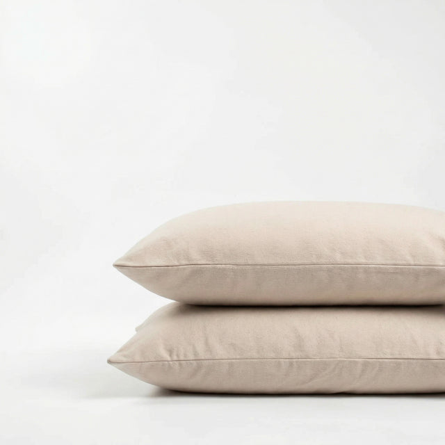 Taies d'oreiller X2 en Flanelle de coton - Beige clair