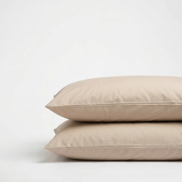 Taies d'oreiller X2 en Percale de coton - Beige