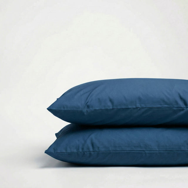 Taies d'oreiller X2 en Percale de coton - Bleu marine