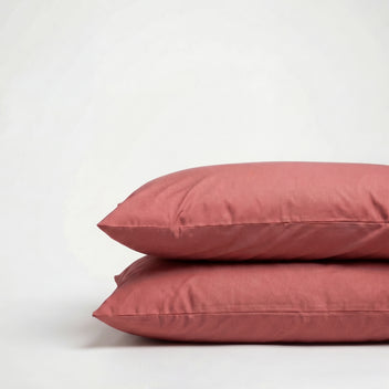 Taies d'oreiller X2 en Percale de coton - Vieux rose