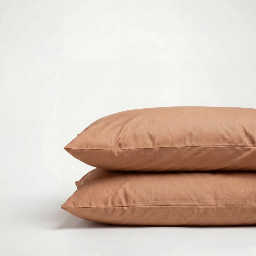 Taies d'oreiller X2 en Percale de coton - Marron