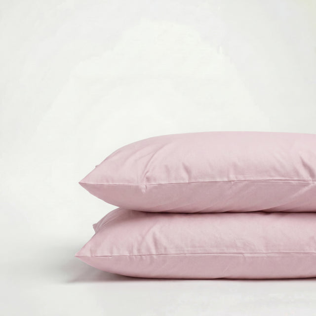 Taies d'oreiller X2 en Percale de coton - Rose poudré
