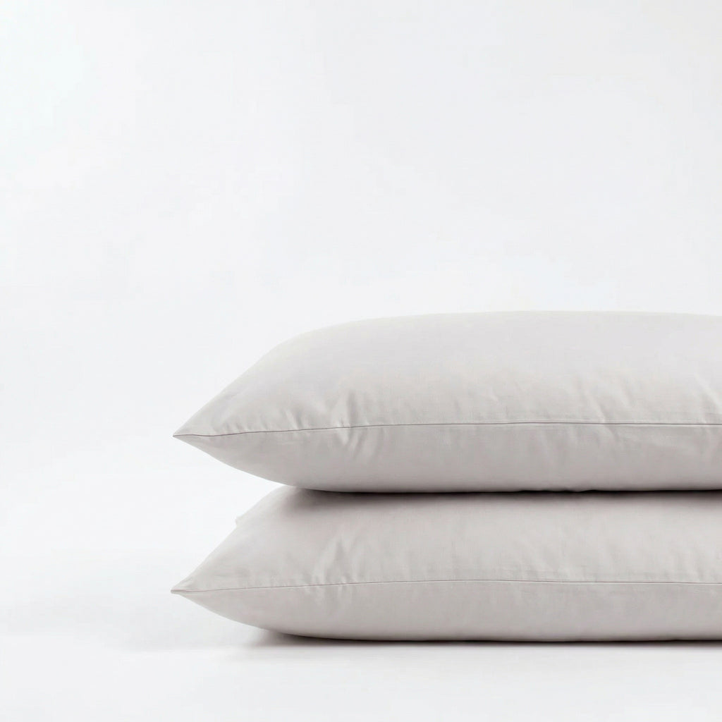 Taies d'oreiller X2 en Satin de coton - Blanc argenté