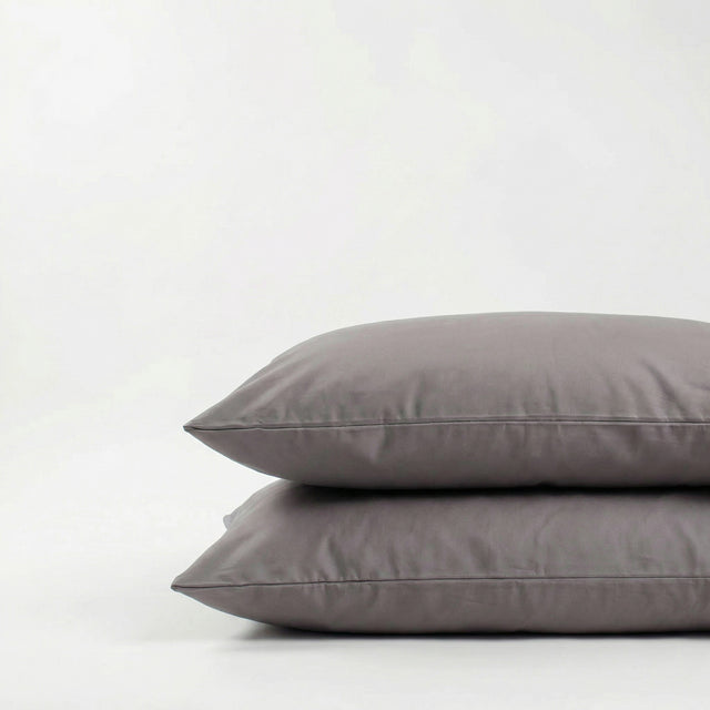 Taies d'oreiller X2 en Satin de coton - Cendre